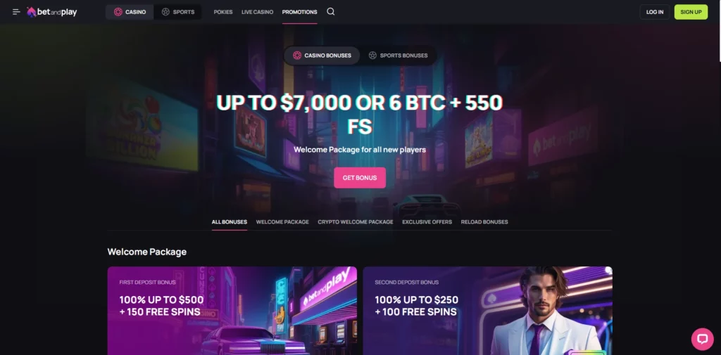 BetandPlay Casino Main Page