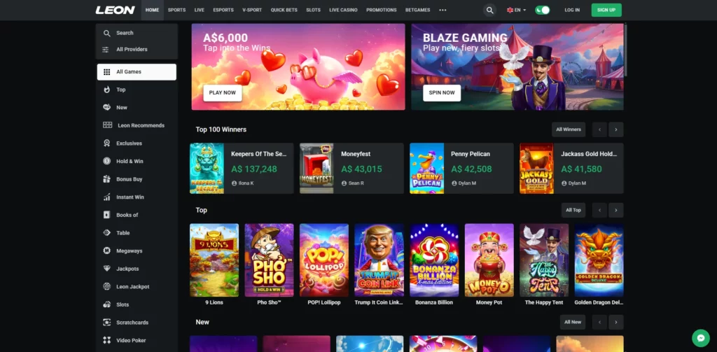 Leon Casino Main Page