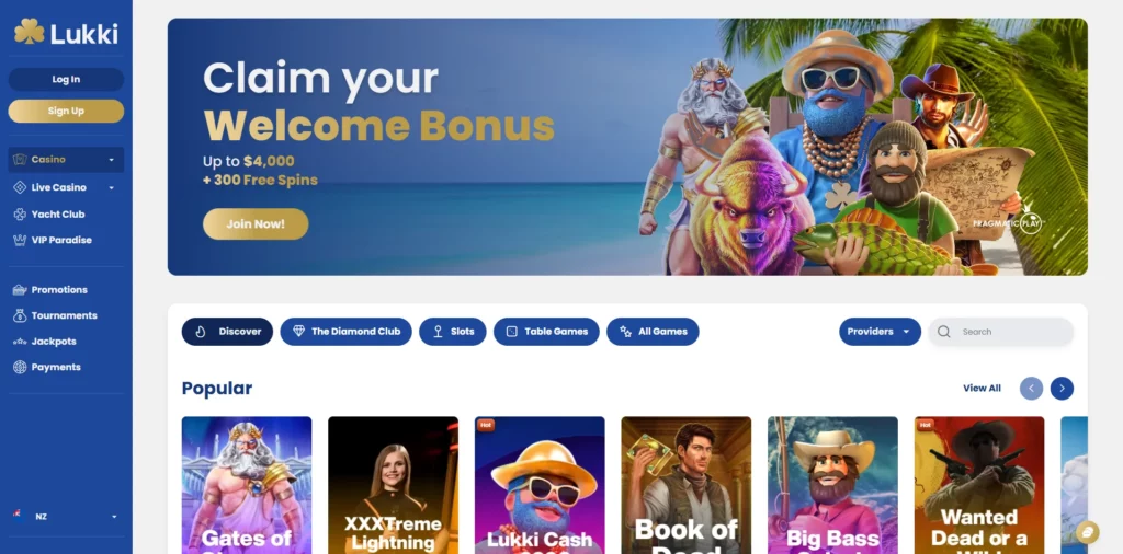 Lukki Casino Main Page