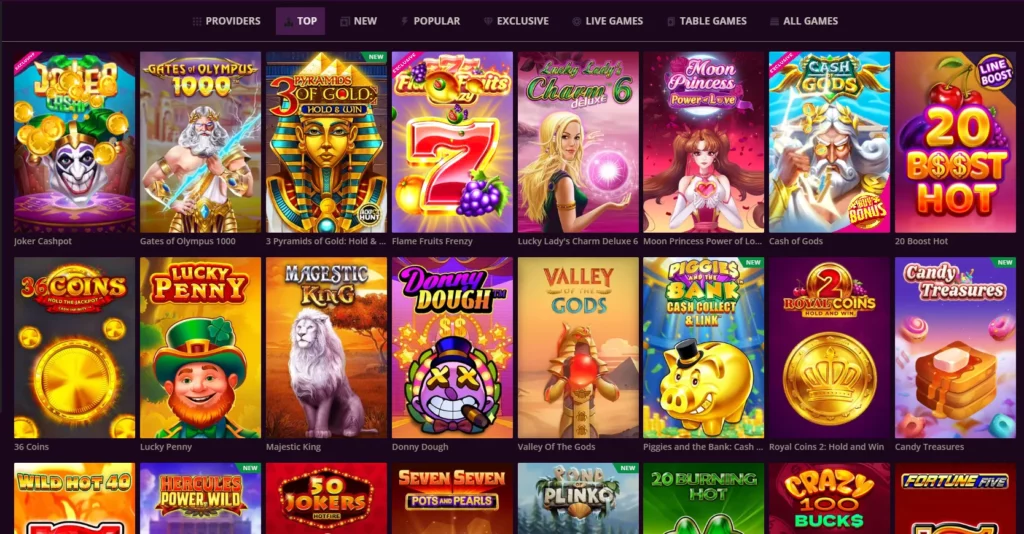 Malina Casino Games Section