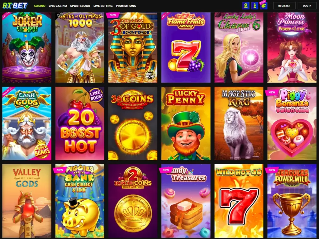 RTbet Casino Games Section