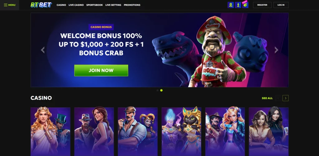 RTbet Casino Main Page