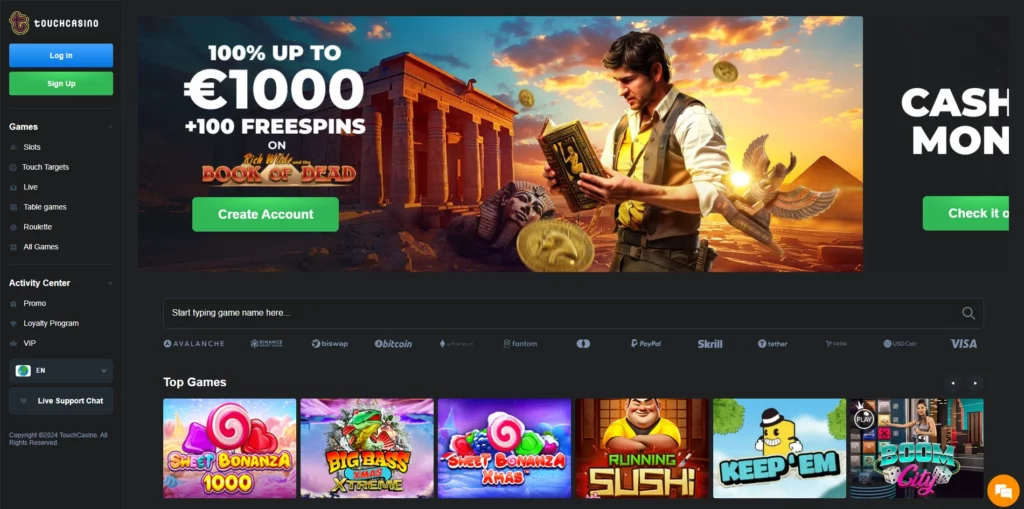 Touch Casino Main Page