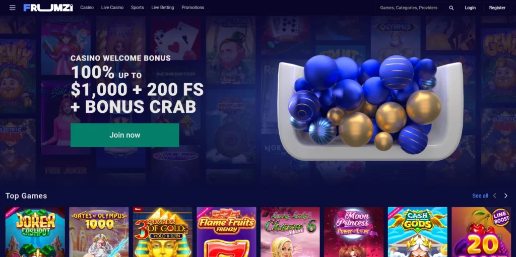 Frumzi Casino Main Page