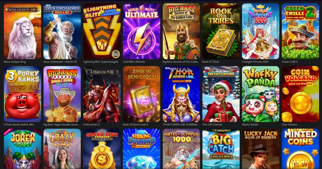 Nova Jackpot Casino Games Section