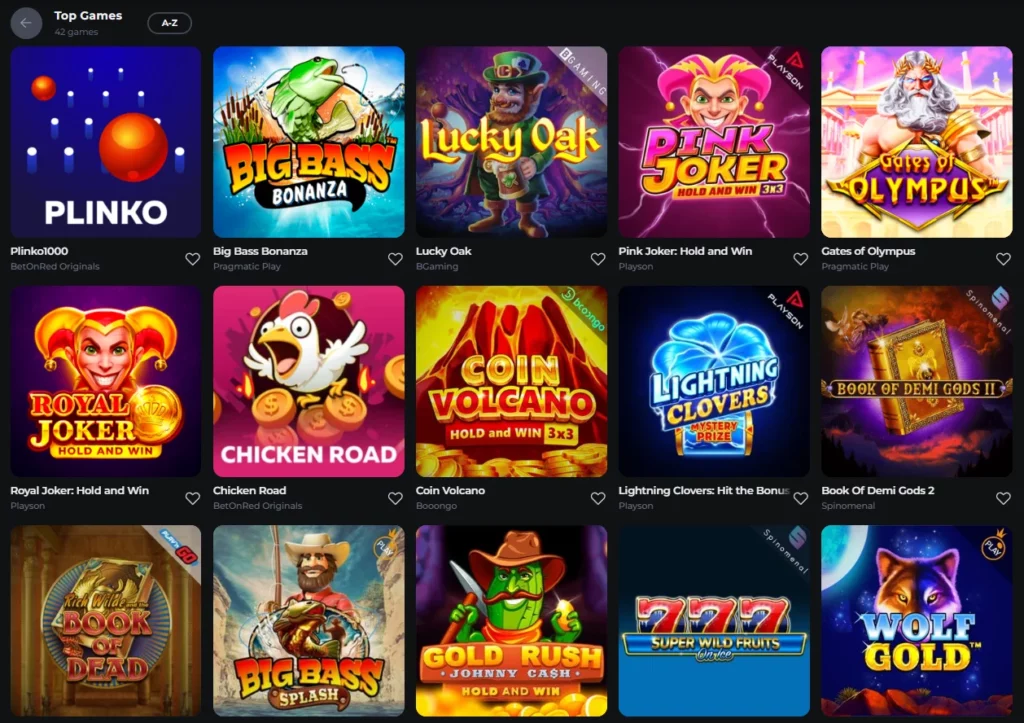 Betonred Casino Games Section