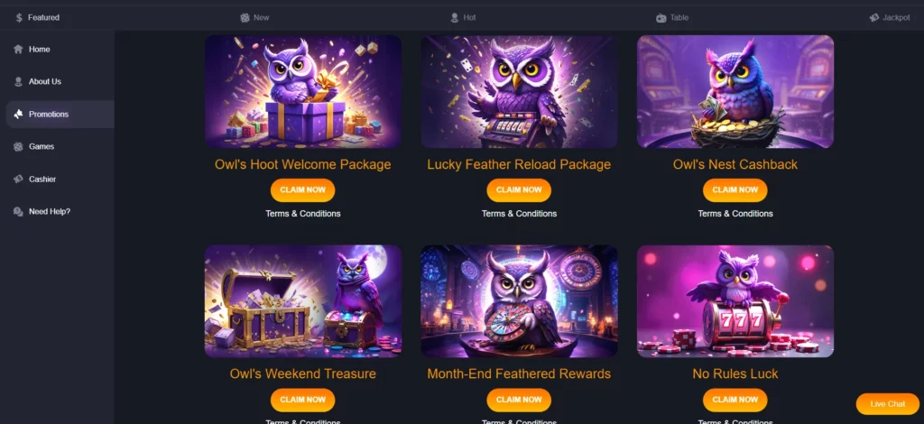 Lucky Owl Club Casino Bonuses