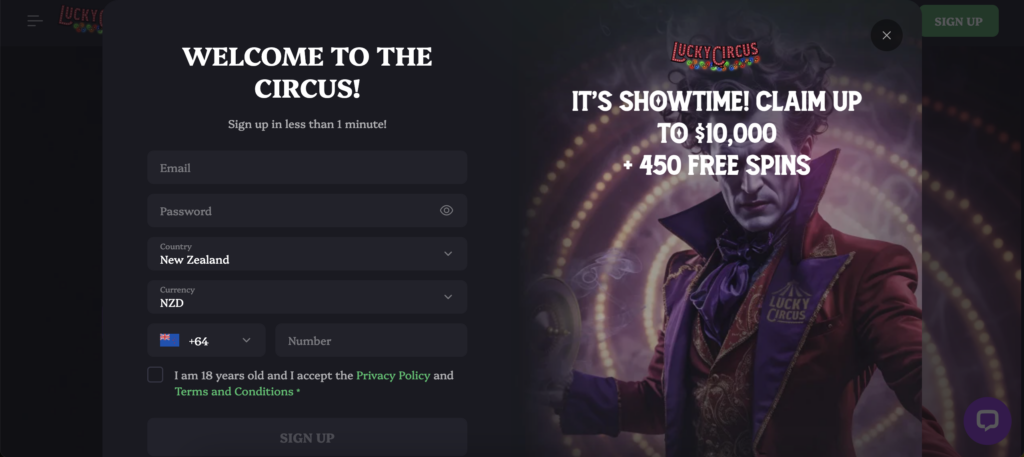 lucky circus sign up