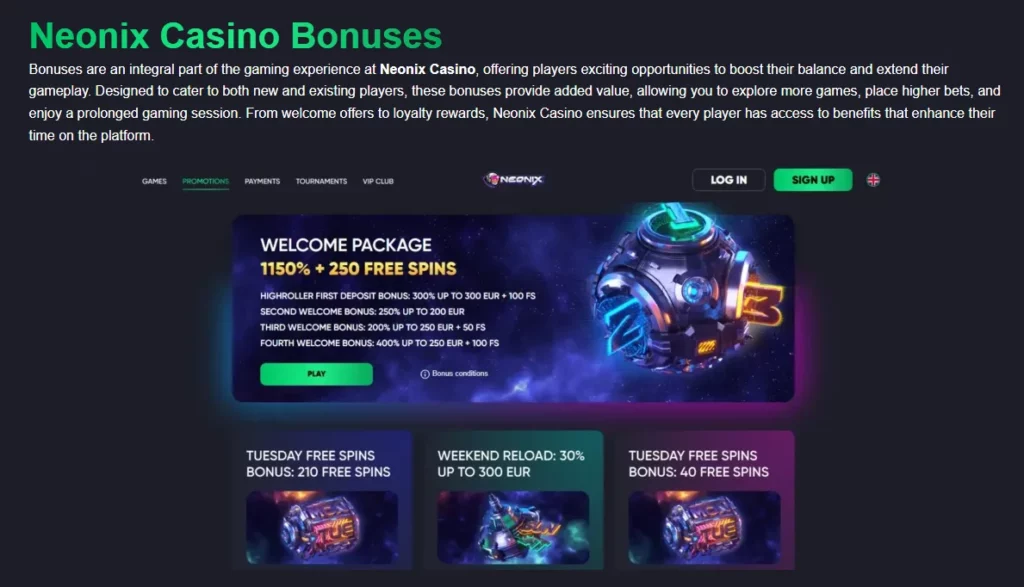 Neonix Casino Bonuses