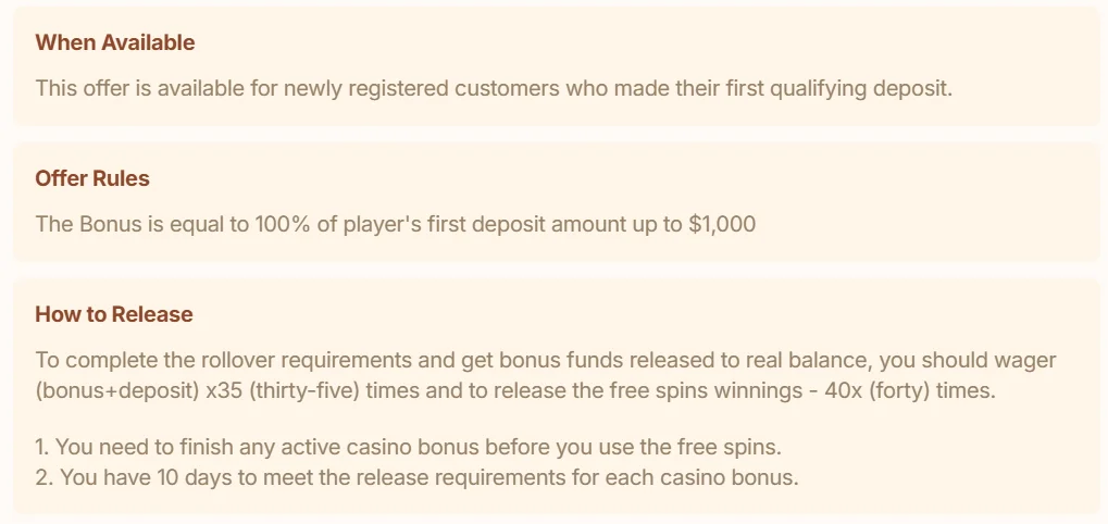 BetHall Casino Bonus Terms
